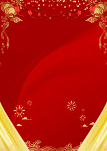 红色背景 金色背景 丝绸 灯笼 金色 烟花 中国风 促销背景
